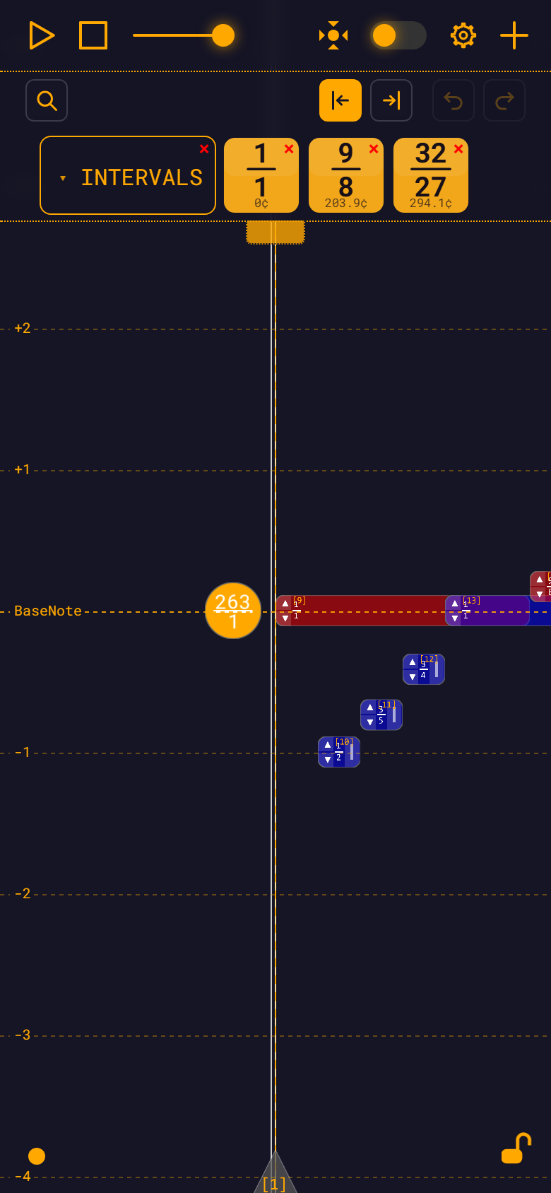 RMT Compose running on a phone: the top bar, the module bar and the workspace canvas